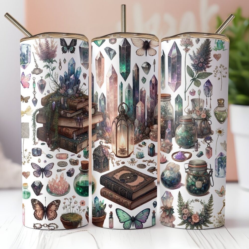 Witchy Crystal Metal Insulated Tumbler